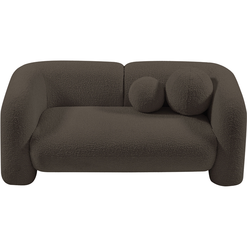 Meridian Furniture Emory Brown Boucle Fabric Loveseat
