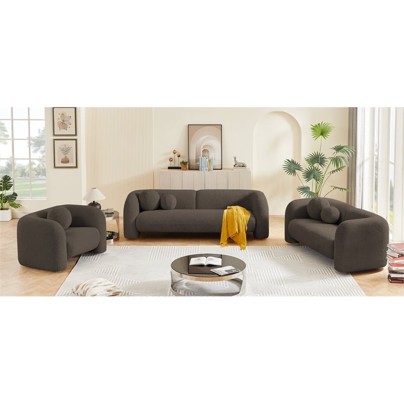 Meridian Furniture Emory Brown Boucle Fabric Sofa