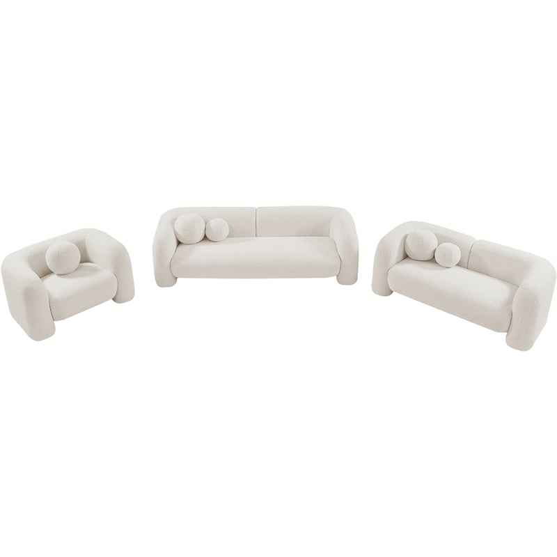 Meridian Furniture Emory Cream Boucle Fabric Loveseat