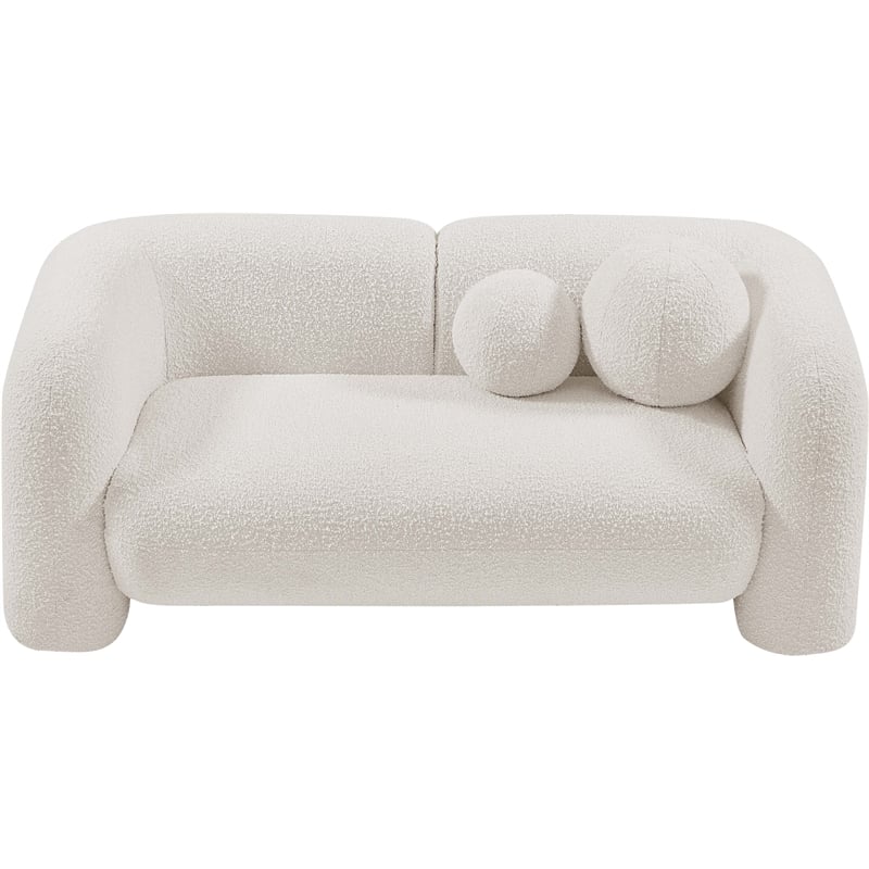 Meridian Furniture Emory Cream Boucle Fabric Loveseat