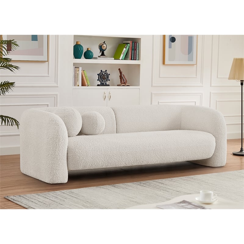 Meridian Furniture Emory Cream Boucle Fabric Sofa