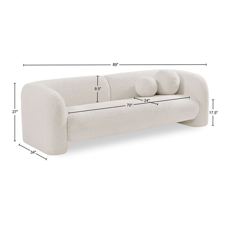 Meridian Furniture Emory Cream Boucle Fabric Sofa