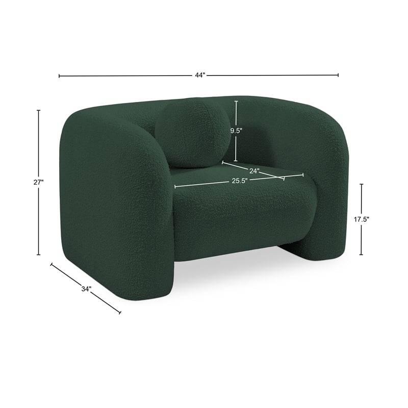 Meridian Furniture Emory Green Boucle Fabric Chair