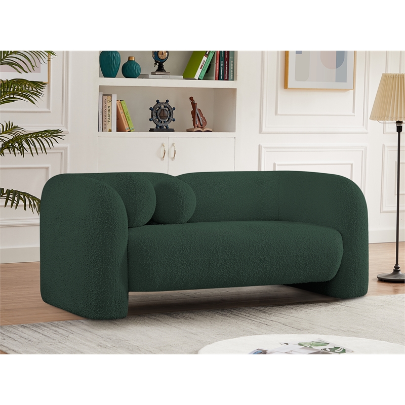 Meridian Furniture Emory Green Boucle Fabric Loveseat