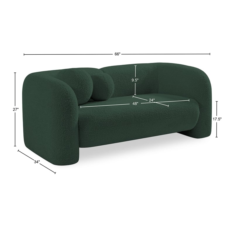 Meridian Furniture Emory Green Boucle Fabric Loveseat