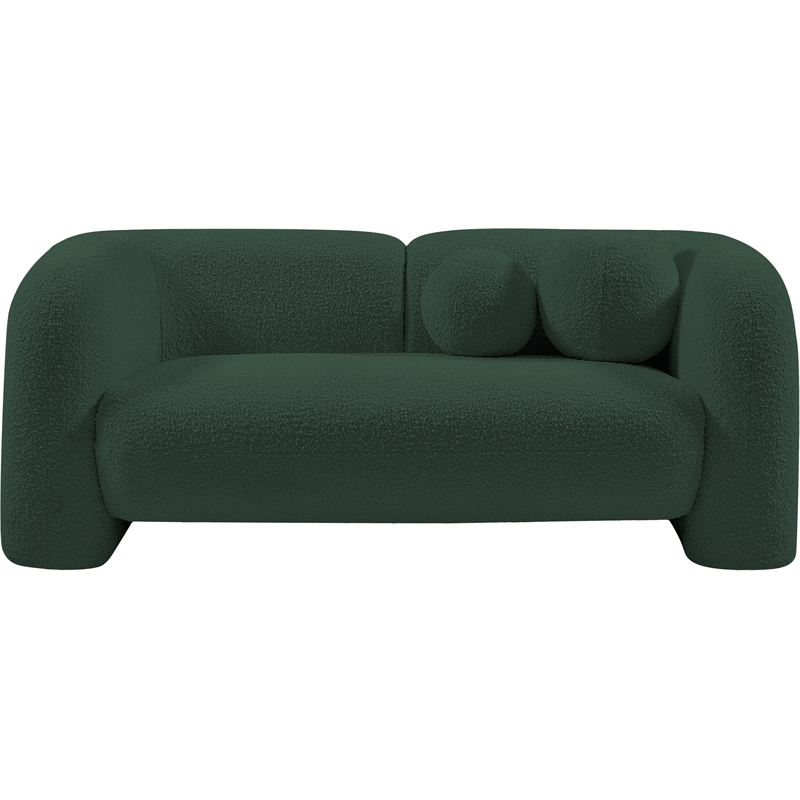 Meridian Furniture Emory Green Boucle Fabric Loveseat