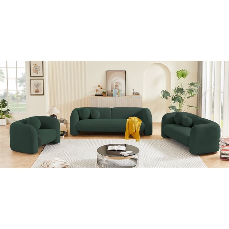 Meridian Furniture Emory Green Boucle Fabric Sofa