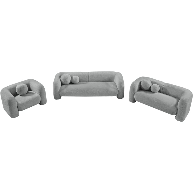 Meridian Furniture Emory Grey Boucle Fabric Sofa