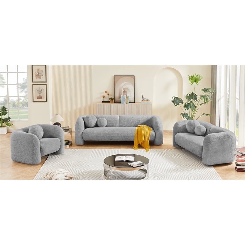 Meridian Furniture Emory Grey Boucle Fabric Sofa