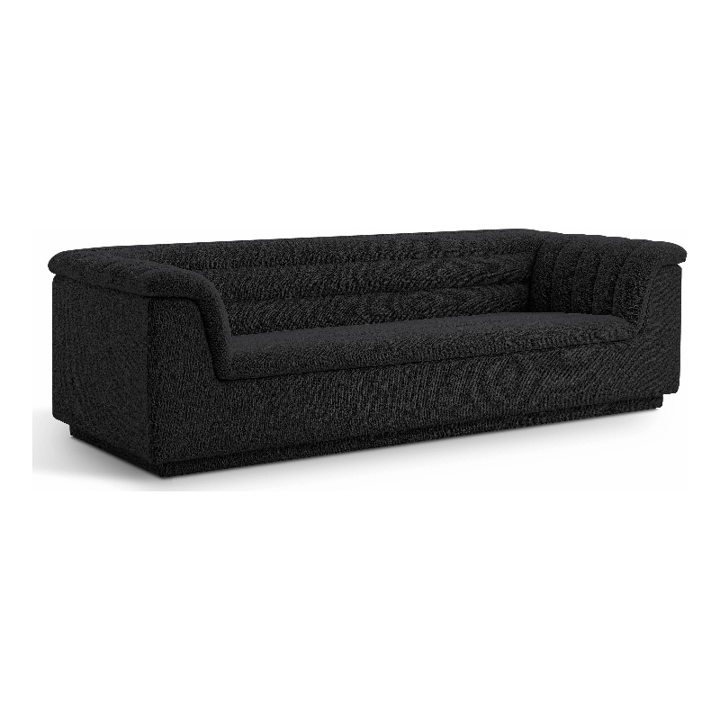Meridian Furniture Cascade Black Boucle Fabric Sofa