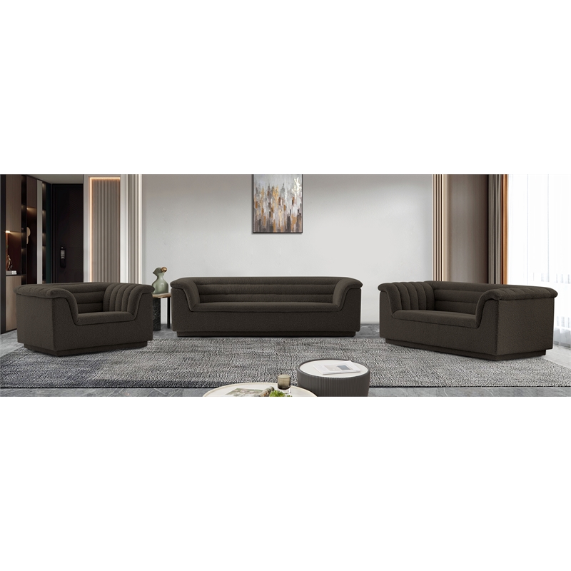 Meridian Furniture Cascade Brown Boucle Fabric Loveseat