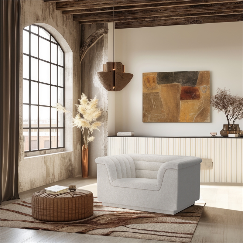 Meridian Furniture Cascade Cream Boucle Fabric Chair