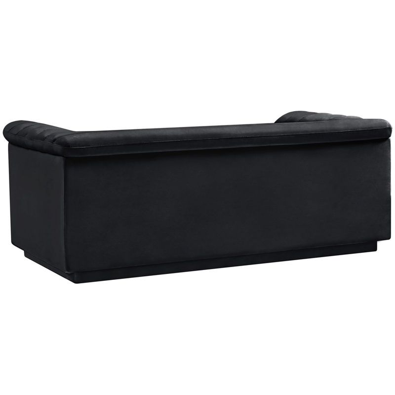 Meridian Furniture Cascade Black Velvet Fabric Loveseat