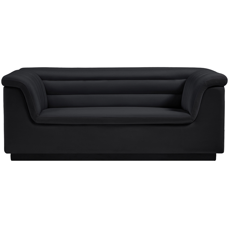 Meridian Furniture Cascade Black Velvet Fabric Loveseat