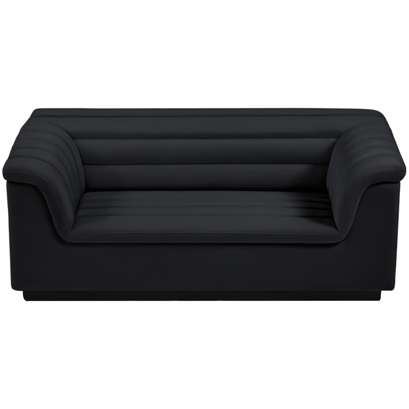 Meridian Furniture Cascade Black Velvet Fabric Loveseat