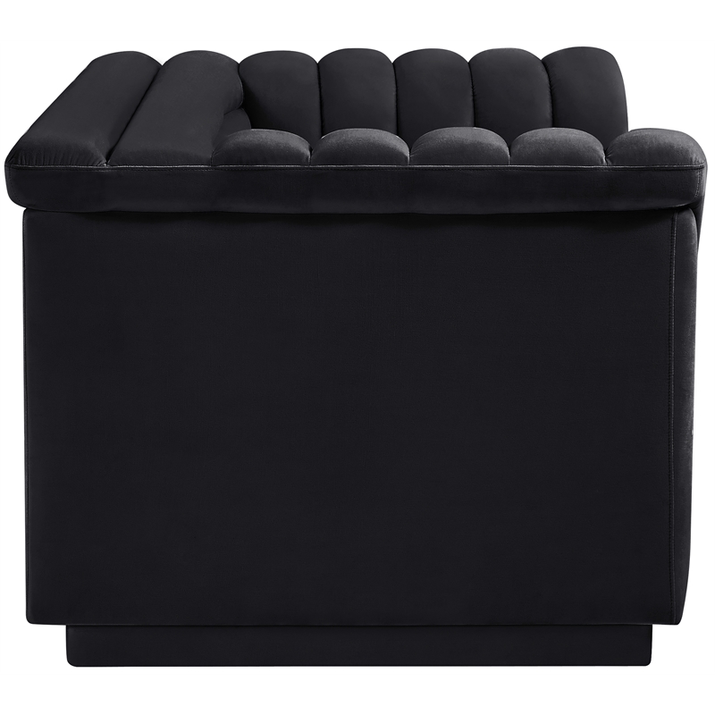 Meridian Furniture Cascade Black Velvet Fabric Loveseat