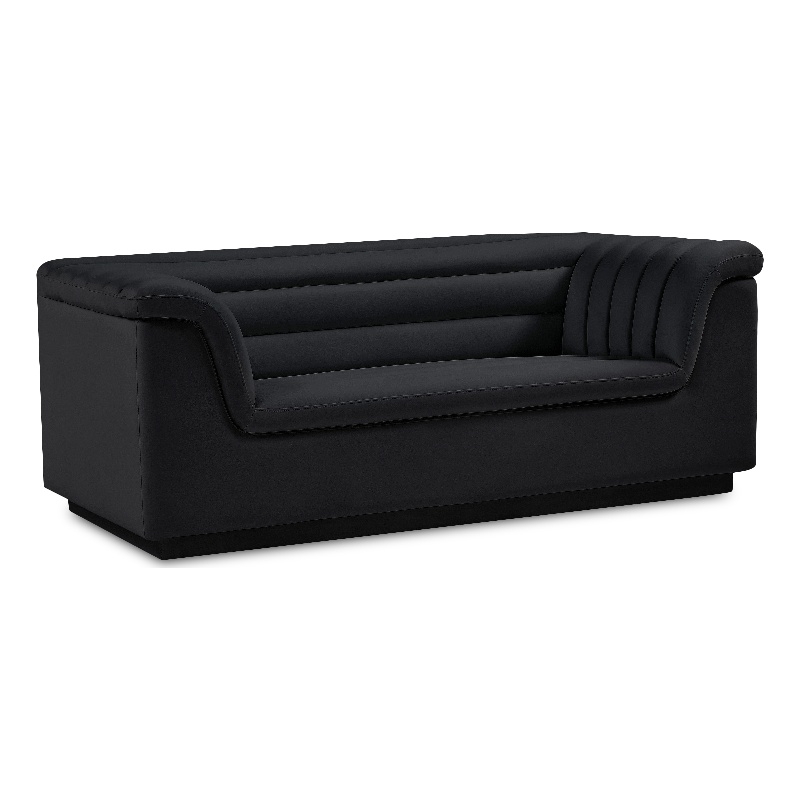 Meridian Furniture Cascade Black Velvet Fabric Loveseat