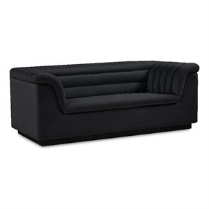 Meridian Furniture Cascade Black Velvet Fabric Loveseat