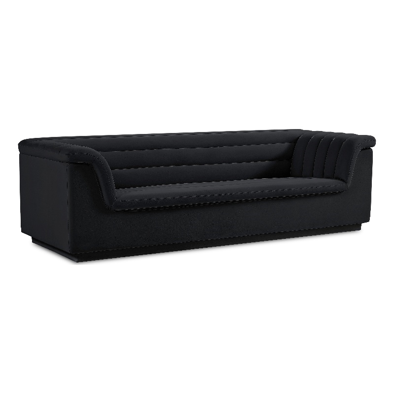 Meridian Furniture Cascade Black Velvet Fabric Sofa