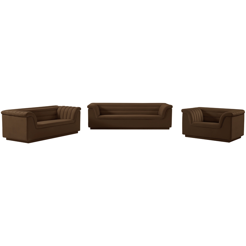 Meridian Furniture Cascade Brown Velvet Fabric Loveseat