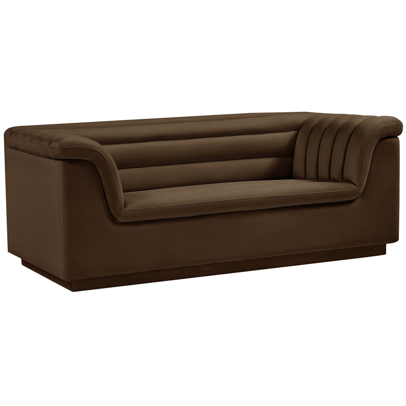 Meridian Furniture Cascade Brown Velvet Fabric Loveseat
