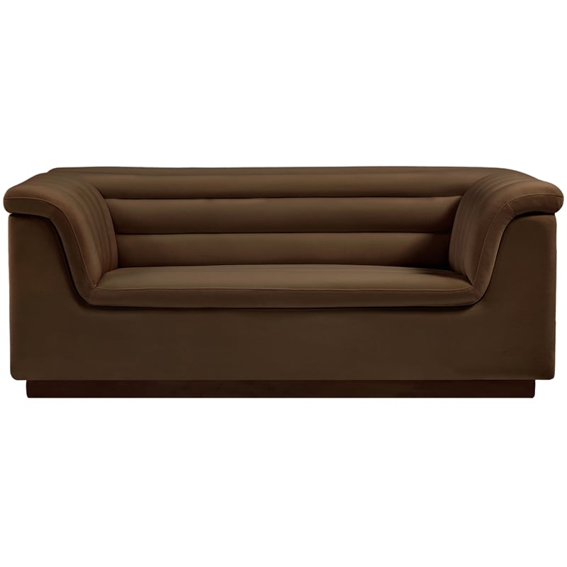 Meridian Furniture Cascade Brown Velvet Fabric Loveseat