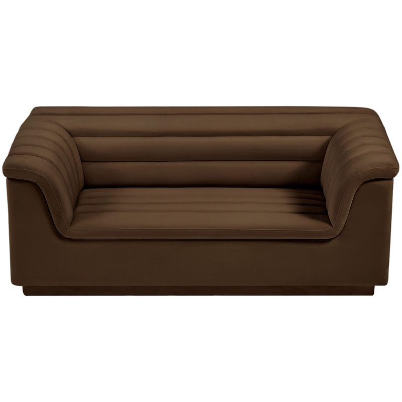 Meridian Furniture Cascade Brown Velvet Fabric Loveseat