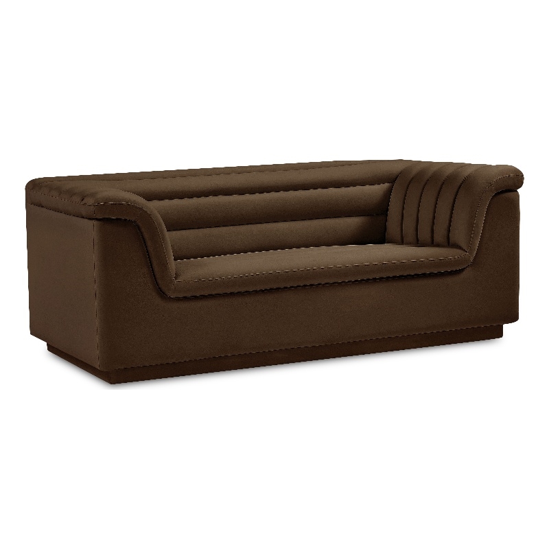 Meridian Furniture Cascade Brown Velvet Fabric Loveseat