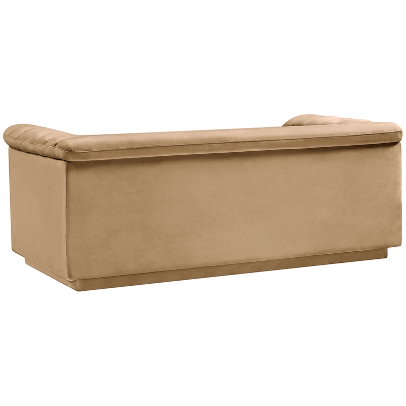 Meridian Furniture Cascade Camel Velvet Fabric Loveseat
