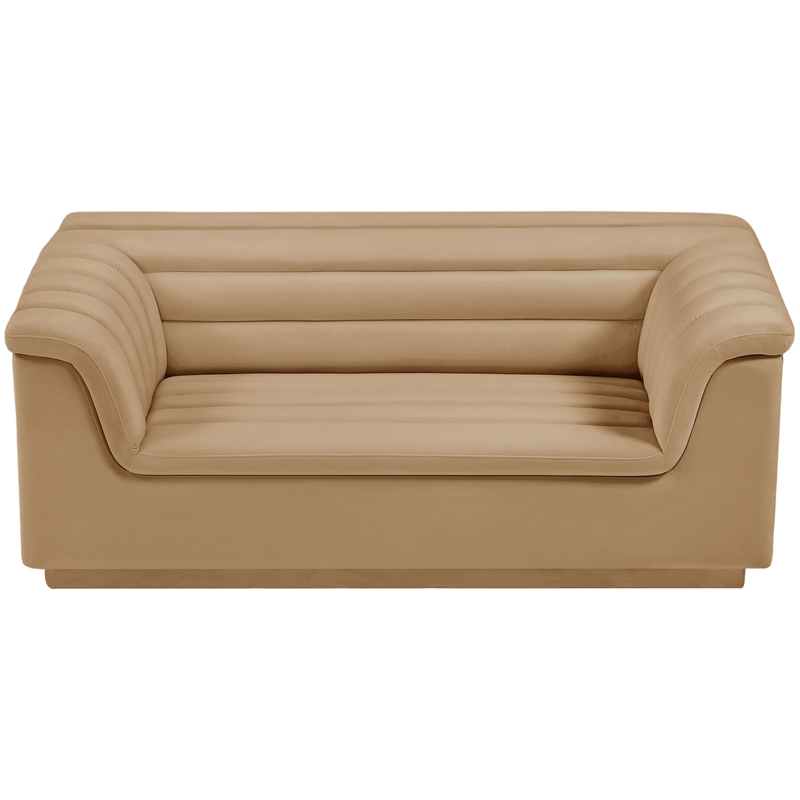 Meridian Furniture Cascade Camel Velvet Fabric Loveseat