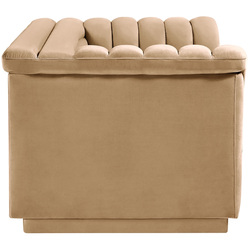 Meridian Furniture Cascade Camel Velvet Fabric Loveseat