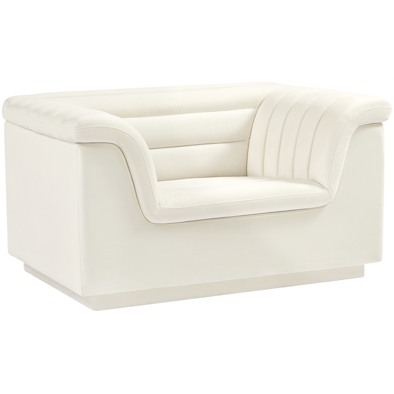 Meridian Furniture Cascade Cream Velvet Fabric Chair