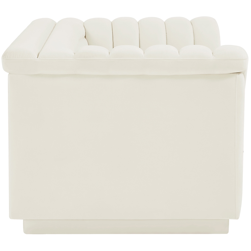 Meridian Furniture Cascade Cream Velvet Fabric Loveseat