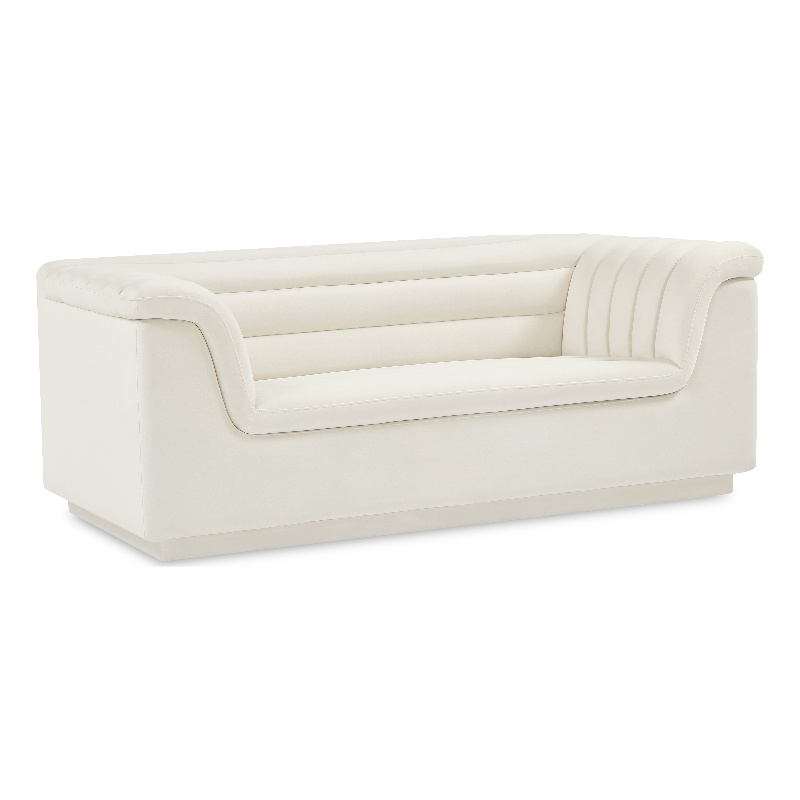 Meridian Furniture Cascade Cream Velvet Fabric Loveseat