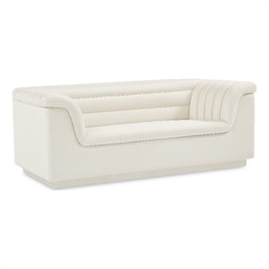 Meridian Furniture Cascade Cream Velvet Fabric Loveseat