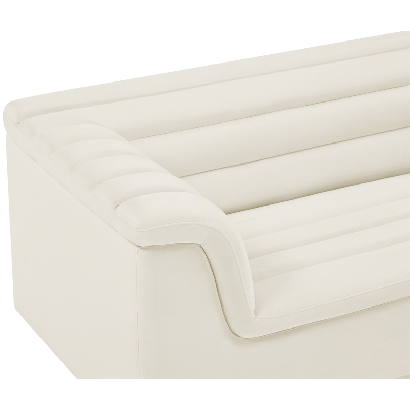 Meridian Furniture Cascade Cream Velvet Fabric Sofa
