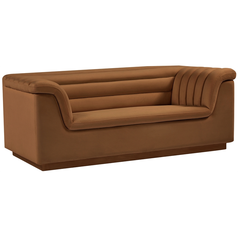 Meridian Furniture Cascade Saddle Velvet Fabric Loveseat