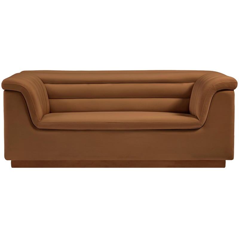 Meridian Furniture Cascade Saddle Velvet Fabric Loveseat