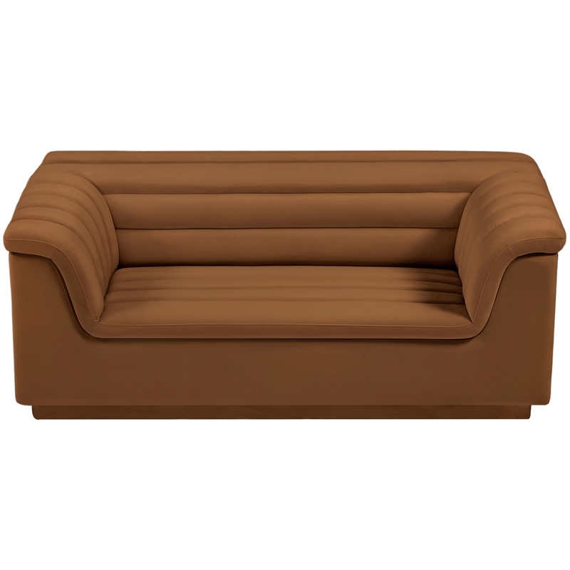 Meridian Furniture Cascade Saddle Velvet Fabric Loveseat