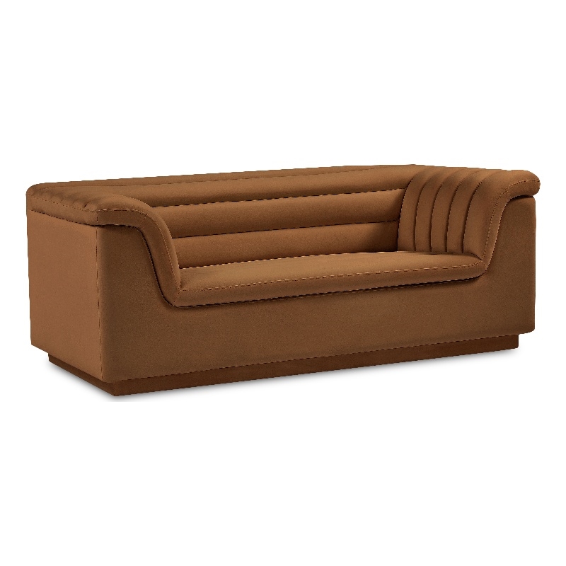 Meridian Furniture Cascade Saddle Velvet Fabric Loveseat