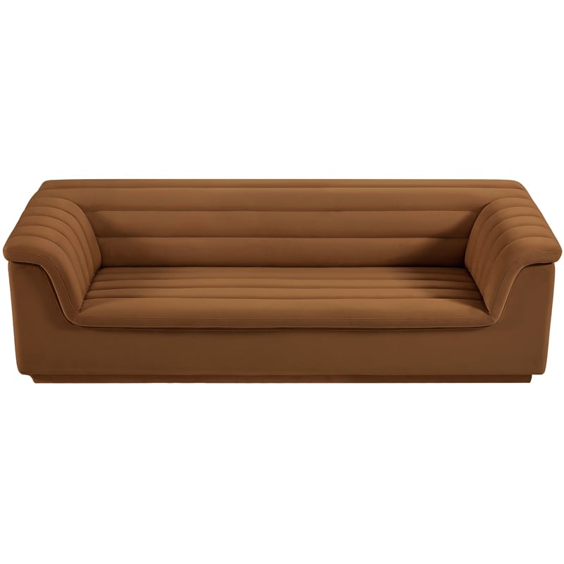 Meridian Furniture Cascade Saddle Velvet Fabric Sofa