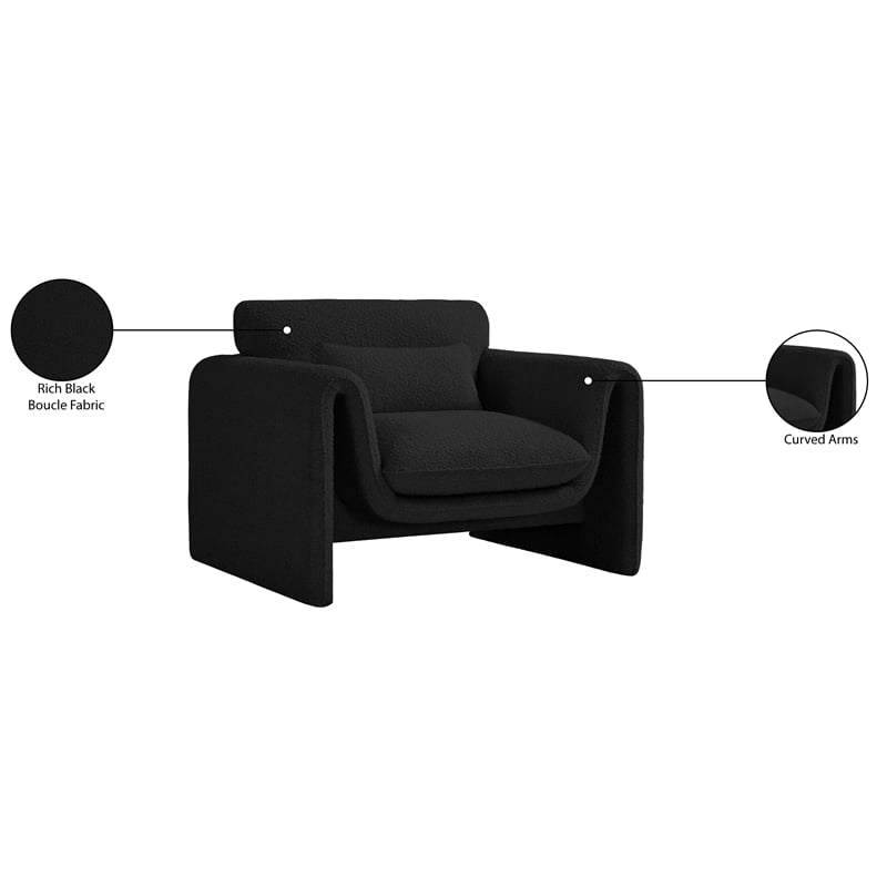 Meridian Furniture Stylus Black Boucle Fabric Chair