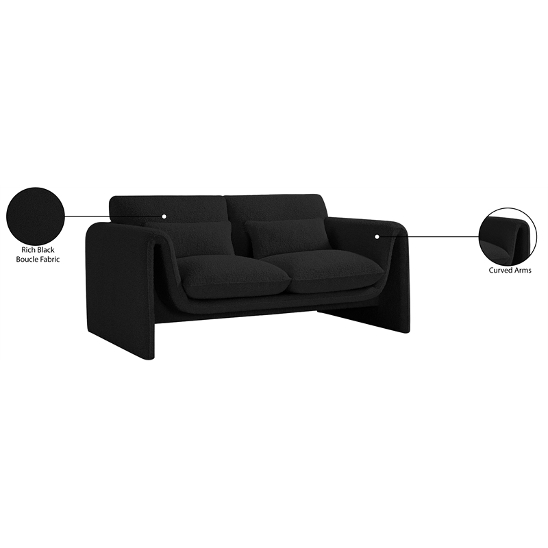 Meridian Furniture Stylus Black Boucle Fabric Loveseat