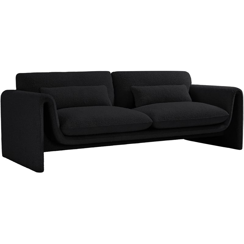 Meridian Furniture Stylus Black Boucle Fabric Sofa