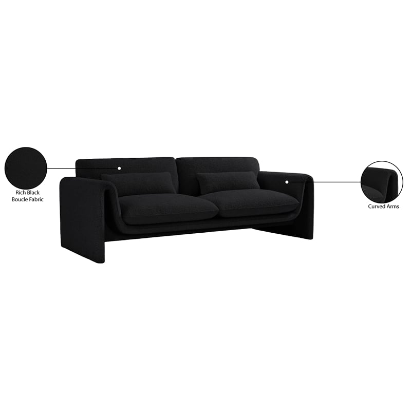 Meridian Furniture Stylus Black Boucle Fabric Sofa