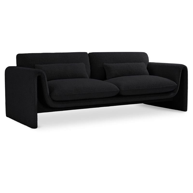 Meridian Furniture Stylus Black Boucle Fabric Sofa