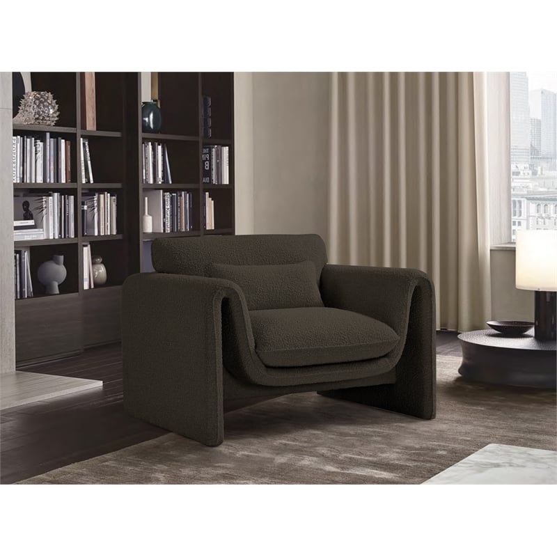 Meridian Furniture Stylus Brown Boucle Fabric Chair