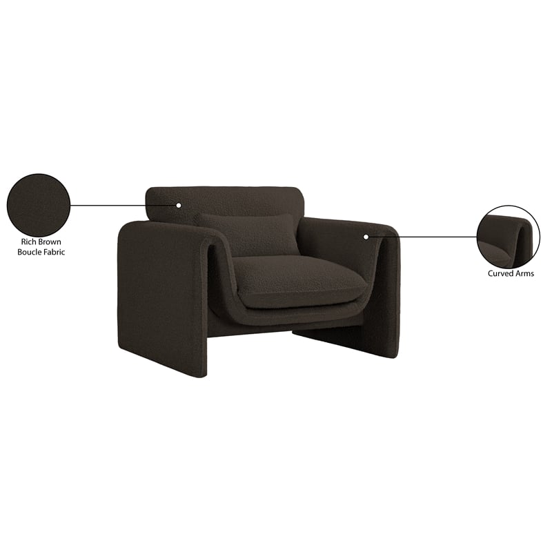 Meridian Furniture Stylus Brown Boucle Fabric Chair