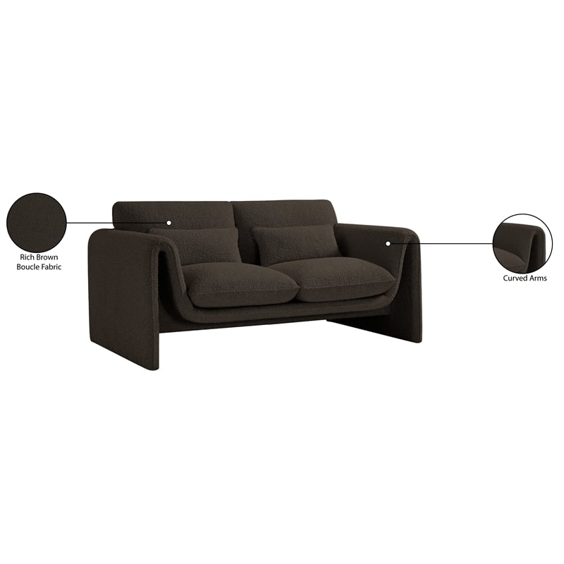 Meridian Furniture Stylus Brown Boucle Fabric Loveseat