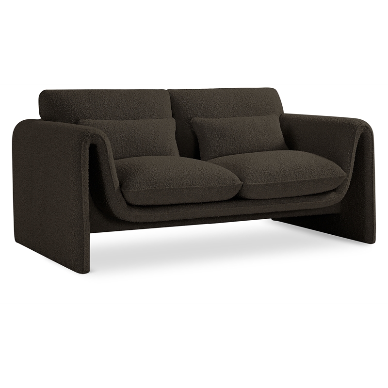 Meridian Furniture Stylus Brown Boucle Fabric Loveseat
